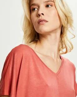 Femme Femilet T-Shirt col V pêche