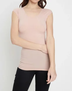 Femme Wolford T-Shirt Coton Contour rose poudré