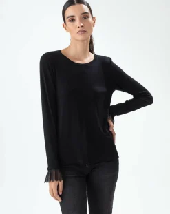 Femme Bleu Blanc Rouge T-Shirt Couture noir