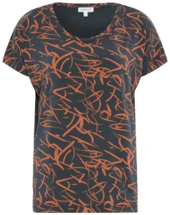 Femme Femilet T-Shirt de pyjama Volcano imprimé noir/orange