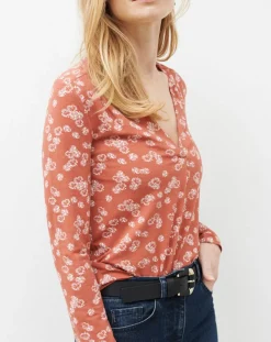 Femme Caroll T-Shirt Doris à fleurs pêche