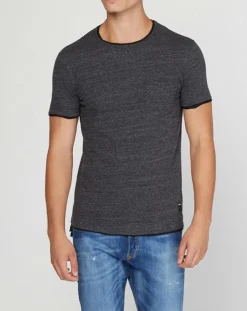 Homme Replay T-Shirt Double Col poche gris foncé