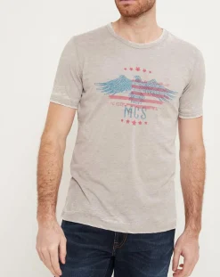 Homme MCS T-Shirt Eagle Flag gris beige
