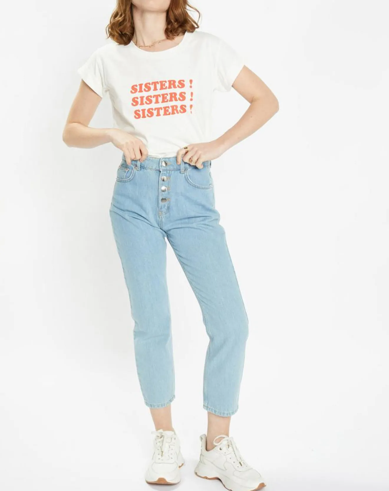 Femme Galeries Lafayette T-Shirt en Coton Bio Sisters blanc