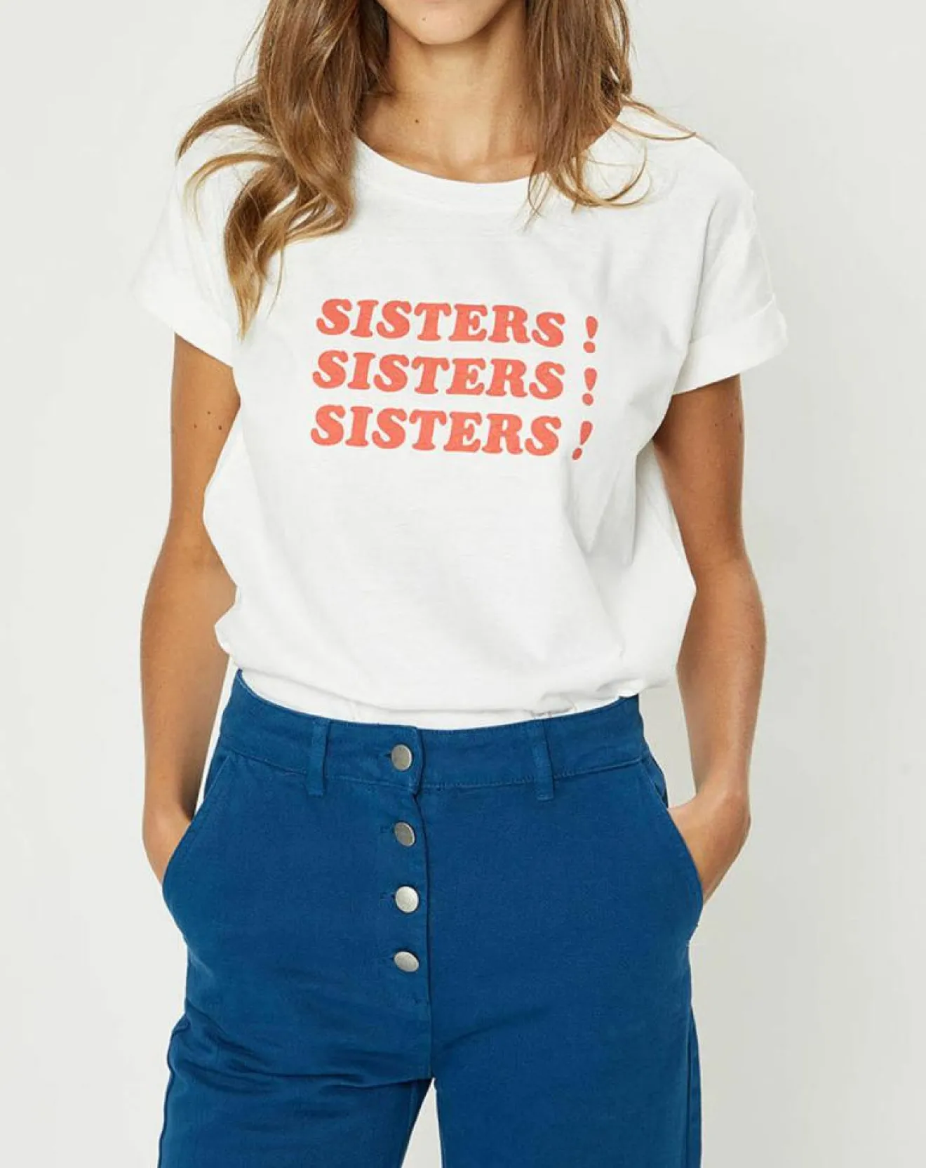 Femme Galeries Lafayette T-Shirt en Coton Bio Sisters blanc