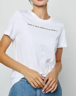 New Marc O'Polo T-Shirt en Coton inscription Stockholm blanc