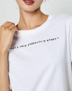 New Marc O'Polo T-Shirt en Coton inscription Stockholm blanc