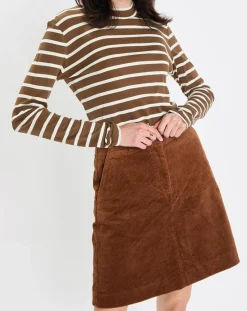 Femme Marc O'Polo T-Shirt en Coton mélangé Turtle rayé écru/marron