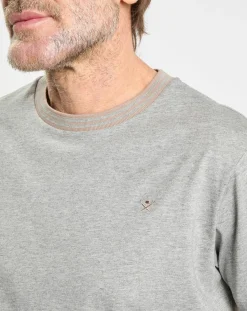 Outlet Hackett London T-shirt en Jersey Regular Fit Rib gris