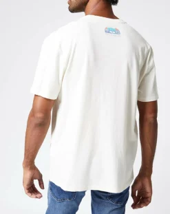 Homme Pepe Jeans T-Shirt en Lin mélangé Print Main Sergio écru