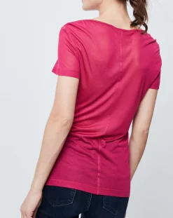 Femme John Galliano T-Shirt fin avec imprimé pourpre