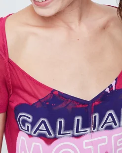 Femme John Galliano T-Shirt fin avec imprimé pourpre