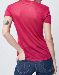 Sale John Galliano T-Shirt fin imprimé rose foncé