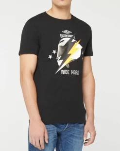 Homme Replay T-Shirt Flash Ride Hard noir
