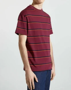 Homme Galeries Lafayette T-Shirt Flooray mc pique rayé bordeaux