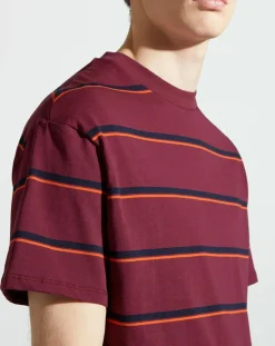 Homme Galeries Lafayette T-Shirt Flooray mc pique rayé bordeaux