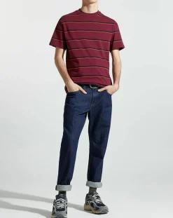 Homme Galeries Lafayette T-Shirt Flooray mc pique rayé bordeaux