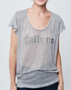 Femme John Galliano T-Shirt fluide gris souris