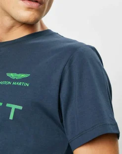 New Hackett London T-Shirt Fluo Aston Martin Racing bleu marine