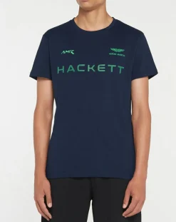 New Hackett London T-Shirt Fluo Aston Martin Racing bleu marine