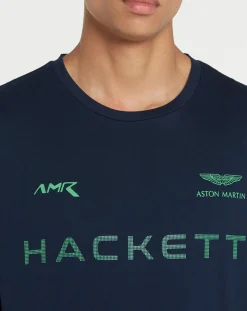 New Hackett London T-Shirt Fluo Aston Martin Racing bleu marine