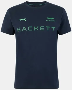 New Hackett London T-Shirt Fluo Aston Martin Racing bleu marine
