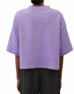 Sale Marc O'Polo T-Shirt gaufré manches 3/4 Boxy violet clair
