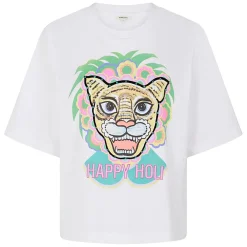 Discount Manoush T-Shirt Happy Holi blanc