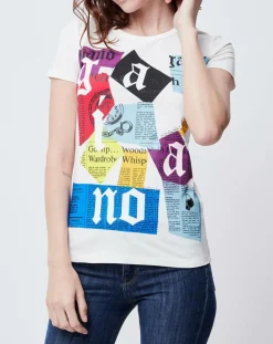 Outlet John Galliano T-Shirt imprimé blanc cassé/multicolore