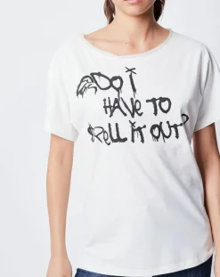 Femme John Galliano T-Shirt imprimé blanc cassé/noir