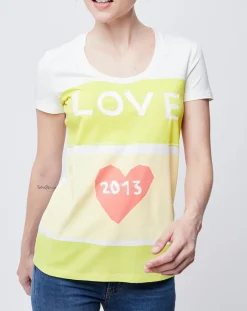 Outlet John Galliano T-Shirt imprimé blanc/jaune