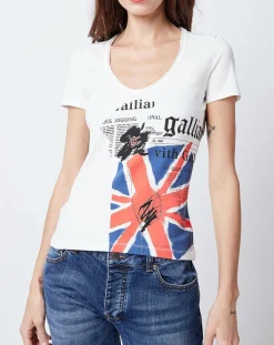 Femme John Galliano T-Shirt imprimé blanc/multicolore
