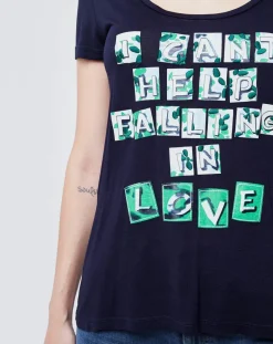 John Galliano T-Shirt imprimé bleu nuit/blanc/vert