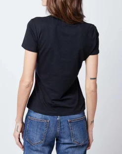 Femme John Galliano T-Shirt imprimé drapeau noir