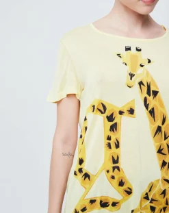 Online John Galliano T-Shirt imprimé girafe jaune poussin