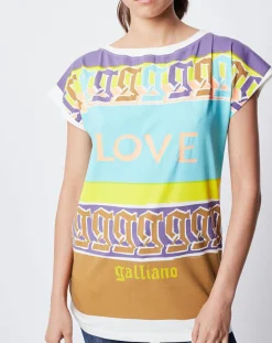 Discount John Galliano T-Shirt imprimé multicolore