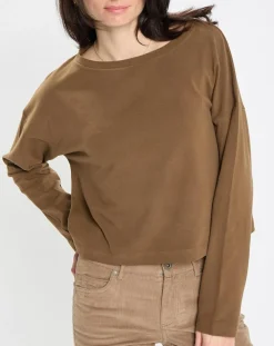 Femme Marc O'Polo T-Shirt jersey stretch marron