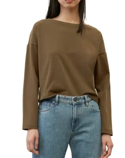 Femme Marc O'Polo T-Shirt jersey stretch marron