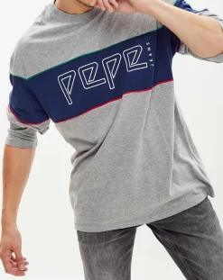 Discount Pepe Jeans T-Shirt Logo Archive gris/bleu