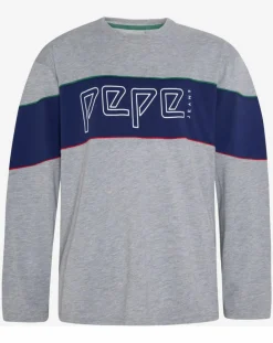 Discount Pepe Jeans T-Shirt Logo Archive gris/bleu