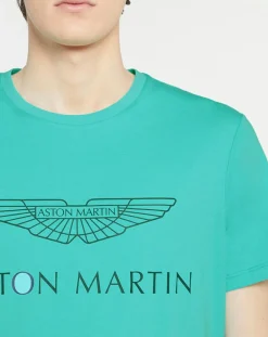 Clearance Hackett London T-Shirt Logo Aston Martin Racing turquoise