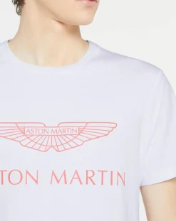 Clearance Hackett London T-Shirt Logo Aston Martin Racing blanc