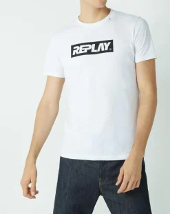Online Replay T-Shirt Logo blanc