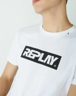 Online Replay T-Shirt Logo blanc