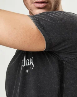 Best Replay T-Shirt Logo Chest Motard noir délavé