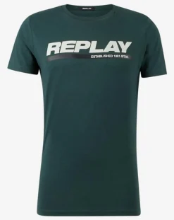 Homme Replay T-Shirt Logo vert