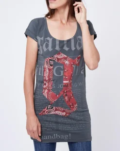 Hot John Galliano T-Shirt Long gris ardoise