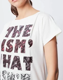 Sale John Galliano T-Shirt Long imprimé blanc cassé/noir/rose