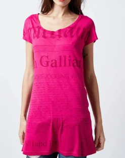Outlet John Galliano T-Shirt Long imprimé Gazette rose
