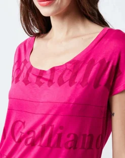 Outlet John Galliano T-Shirt Long imprimé Gazette rose